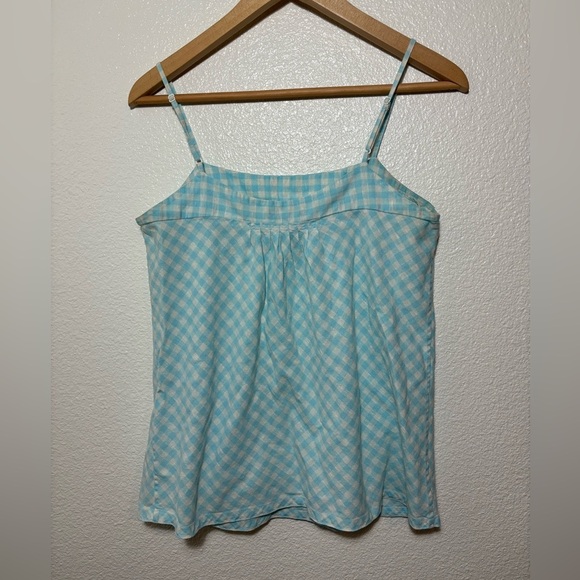 Gap 100% Cotton Blue and White Gingham Tank Top Size Medium | preppy coastal - Picture 3 of 6